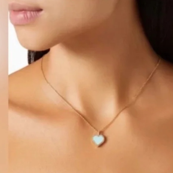 Kate Spade Necklace TAKE HEART 🩷Charming TIFFANY BLUE CZ/ENAMEL GOLD CHAIN - Picture 11 of 11